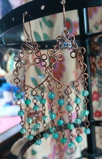 Image 3 of Green Onyx Chandelier Patina Earrings💚