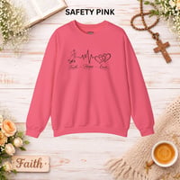 Image 3 of Faith Hope Love Sweatshirt — Christian Cross, Heart & EKG Graphic Crewneck