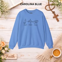 Image 5 of Faith Hope Love Sweatshirt — Christian Cross, Heart & EKG Graphic Crewneck