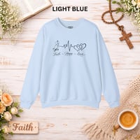 Image 6 of Faith Hope Love Sweatshirt — Christian Cross, Heart & EKG Graphic Crewneck