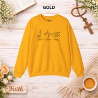 Image 7 of Faith Hope Love Sweatshirt — Christian Cross, Heart & EKG Graphic Crewneck