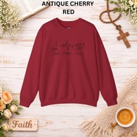 Image 9 of Faith Hope Love Sweatshirt — Christian Cross, Heart & EKG Graphic Crewneck