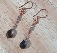 Image 1 of Smoky Quartz Earthy Meets Elegant Copper Dangles🖤