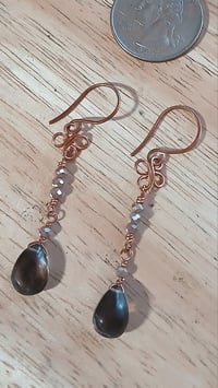 Image 2 of Smoky Quartz Earthy Meets Elegant Copper Dangles🖤