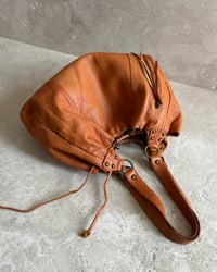 Image 1 of ORANGE TAN LEATHER DRAWSTRING BAG