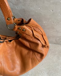 Image 8 of ORANGE TAN LEATHER DRAWSTRING BAG