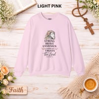 Image 4 of Faith Lion Sweatshirt - "Be Strong and Brave, Trust the Lord" Christian Inspirational Sweatshirt