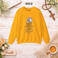 Image 5 of Faith Lion Sweatshirt - "Be Strong and Brave, Trust the Lord" Christian Inspirational Sweatshirt