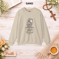 Image 6 of Faith Lion Sweatshirt - "Be Strong and Brave, Trust the Lord" Christian Inspirational Sweatshirt