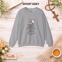 Image 7 of Faith Lion Sweatshirt - "Be Strong and Brave, Trust the Lord" Christian Inspirational Sweatshirt