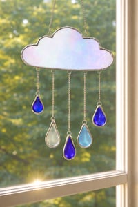 Image 2 of Rain Cloud Stained Glass Suncatcher