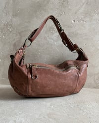 Image 6 of AGED BROWN LEATHER CRESCENT BAG