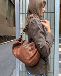 Image 12 of AGED BROWN LEATHER CRESCENT BAG