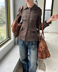 Image 11 of AGED BROWN LEATHER CRESCENT BAG