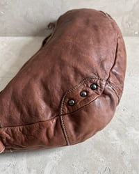 Image 8 of AGED BROWN LEATHER CRESCENT BAG