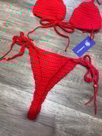 Image 2 of Red Crochet Thong Bikini