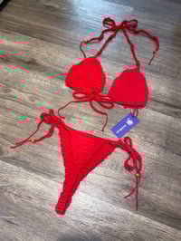 Image 3 of Red Crochet Thong Bikini