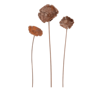 Image 1 of Rusted Poppy Garden Stake Set