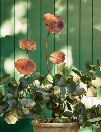 Image 3 of Rusted Poppy Garden Stake Set