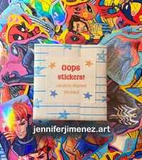 Image 1 of Oops stickers! 5 random superhero sticker pack