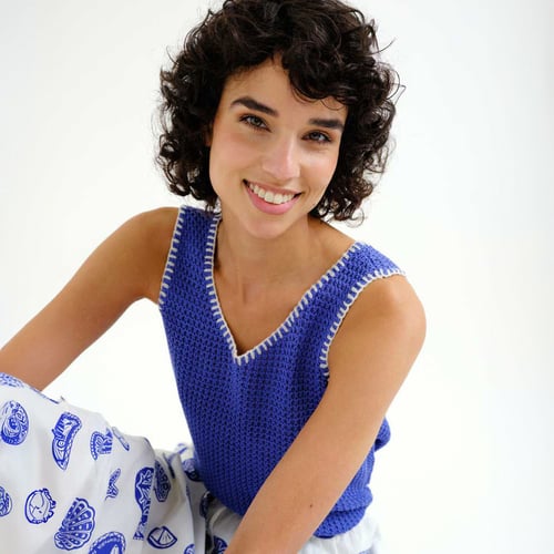 Image of 1-Top punto calado azul