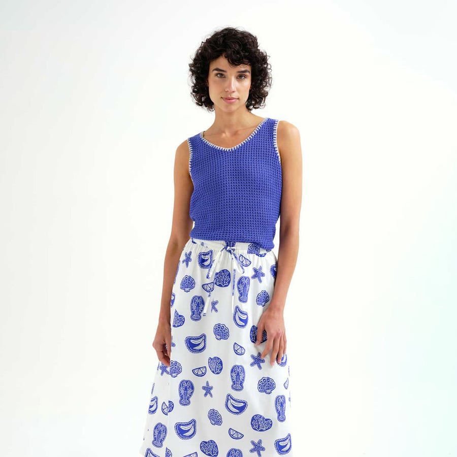 Image of 1-Top punto calado azul