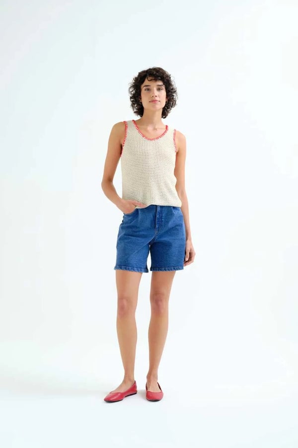 Image of 1-Top punto calado blanco roto