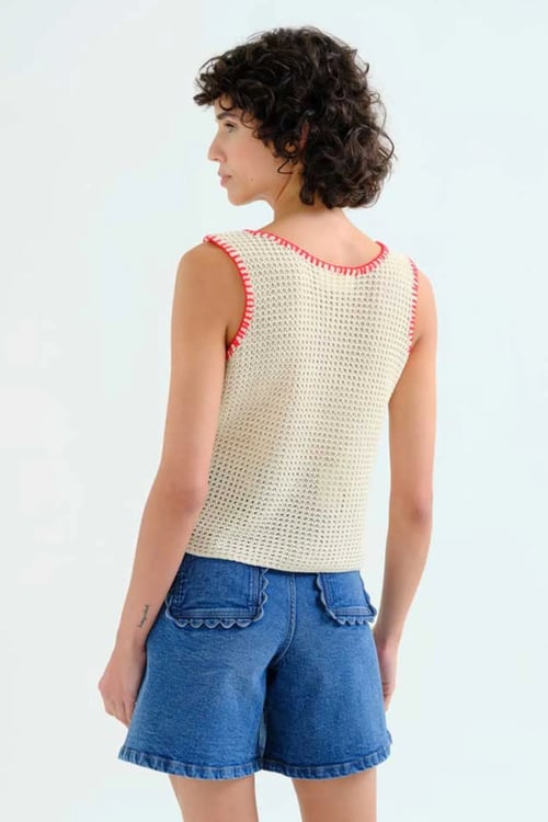 Image of 1-Top punto calado blanco roto