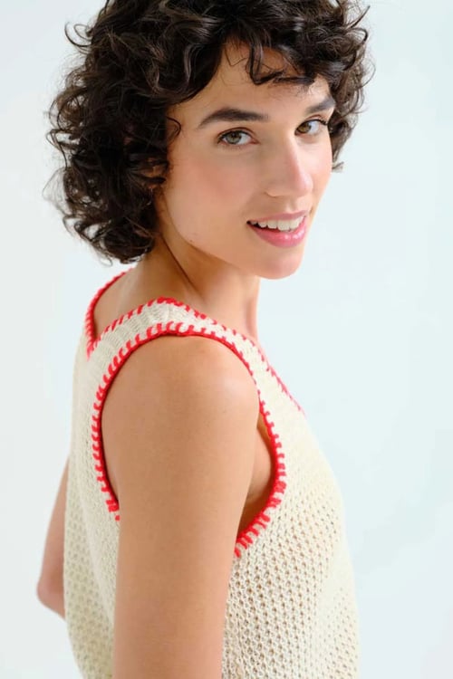 Image of 1-Top punto calado blanco roto