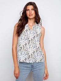 Printed Sleeveless Ruffle Neck Top - Zéphyr