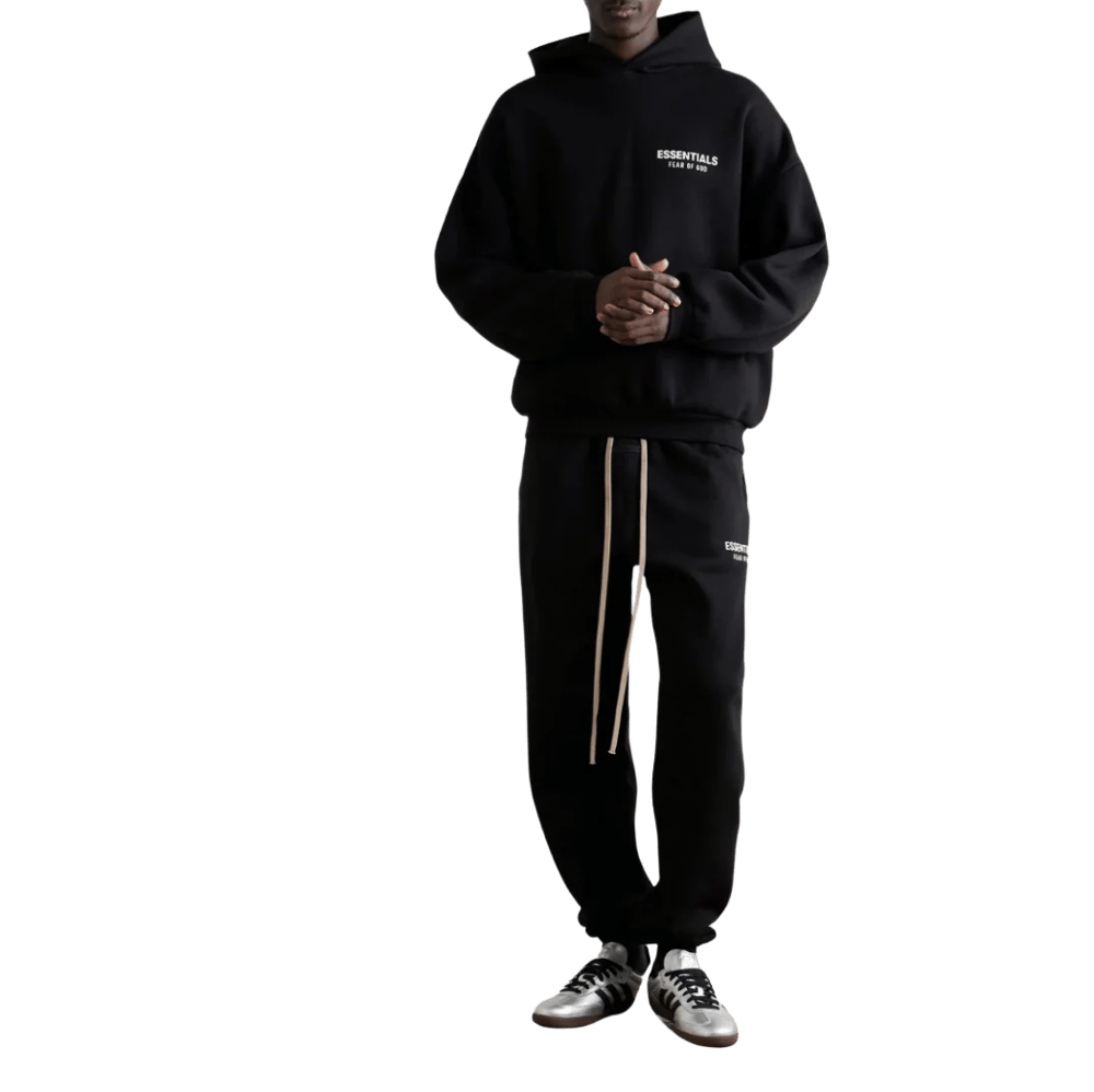 Image of FEAR OF GOD ESSENTIALS BLACK TRACKSUIT
