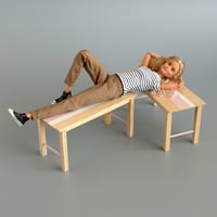 Image 4 of 1:6 wooden bench with pastel accents