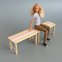 Image 3 of 1:6 wooden bench with pastel accents