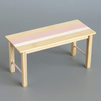 Image 1 of 1:6 wooden bench with pastel accents
