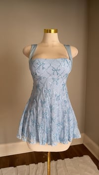 Image 2 of Juliette bow mini dress (light blue)