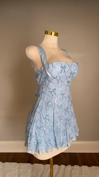 Image 3 of Juliette bow mini dress (light blue)