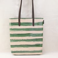 Image 3 of Stripes Soft Tote green and dark chocolate