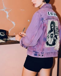 Image 2 of HANDGEFÄRBTE ¥ FESTIVAL DENIM JACKET ¥VINTAGE KARMA ¥ UNISEX ¥ UPCYCLED ¥ IBIZA