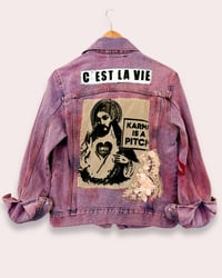 Image 1 of HANDGEFÄRBTE ¥ FESTIVAL DENIM JACKET ¥VINTAGE KARMA ¥ UNISEX ¥ UPCYCLED ¥ IBIZA
