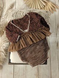 Image 5 of Photo prop | Sitter girls bodysuit for photoshoot | Lara | brown | 9-12 months