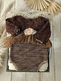Image 4 of Photo prop | Sitter girls bodysuit for photoshoot | Lara | brown | 9-12 months