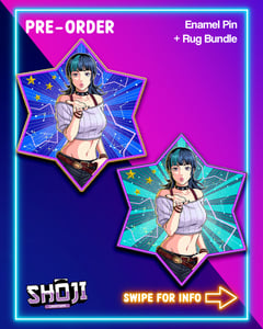 Goth Anime Girl Rug + Enamel Pins Bundle