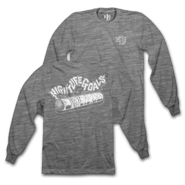Up In Smoke Long Sleeve Tee-Grey