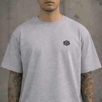 Image 4 of Tagline Red Backprint T-shirt - Grey