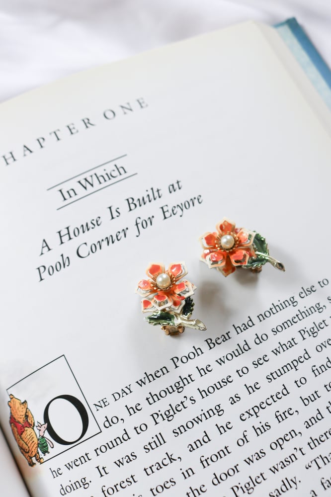 Image of 1970s Springtime Statement Clip-on Flower Earrings 