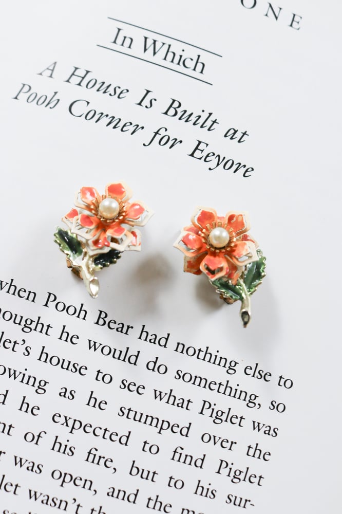 Image of 1970s Springtime Statement Clip-on Flower Earrings 