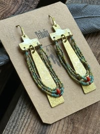 Image 3 of You are here . Beaded brass earrings n7
