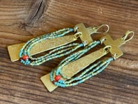 Image 5 of You are here . Beaded brass earrings n7