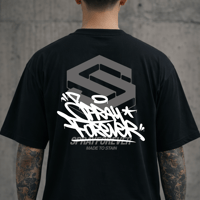 Image 4 of Tagline Grey Backprint T-shirt - Black