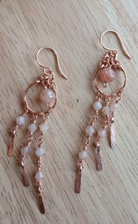 Image 1 of Cascade Peach Moonstone Copper Earrings🍑